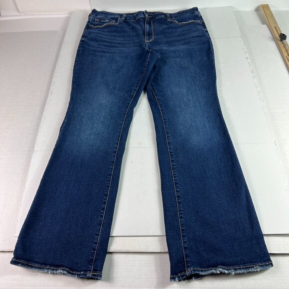 American Eagle Jeans Womens 37x30* High Rise Skinny Kick Boot Blue Denim Tag 18R - Picture 1 of 16